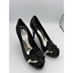 White House Black Market Shoes Womens Size 7M Black Colorblock Peep Toe Pumps